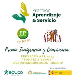 ERGOS FP celebra el premio nacional de Aprendizaje-Servicio en Inmigración y Convivencia para su alumnado de 2º de Integración Social