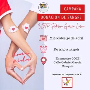 El CEIP Federico García Lorca impulsa su III Campaña de Donación de Sangre con el alumnado de 5º como protagonista