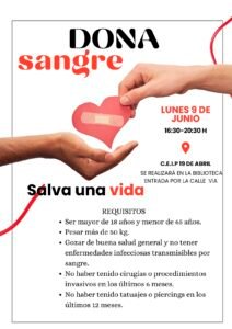 Donación de sangre en el CEIP 19 de Abril: un pequeño gesto que puede salvar vidas