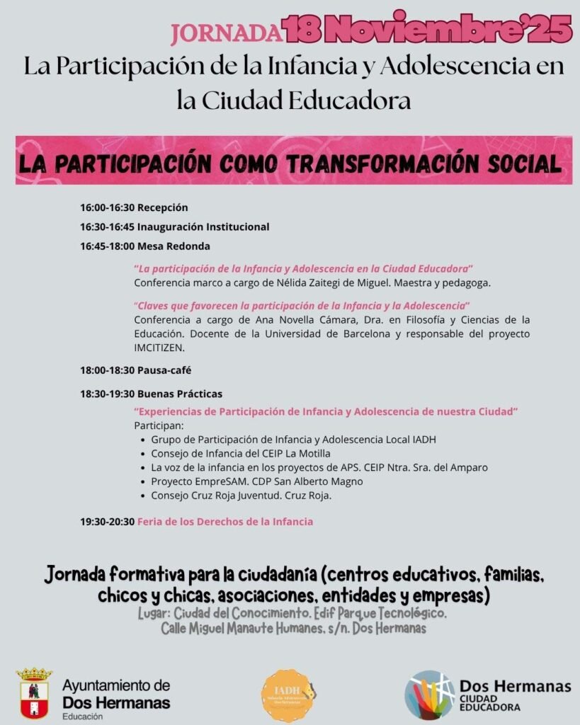 Jornada: La Participación de la Infancia y Adolescencia en la Ciudad Educadora