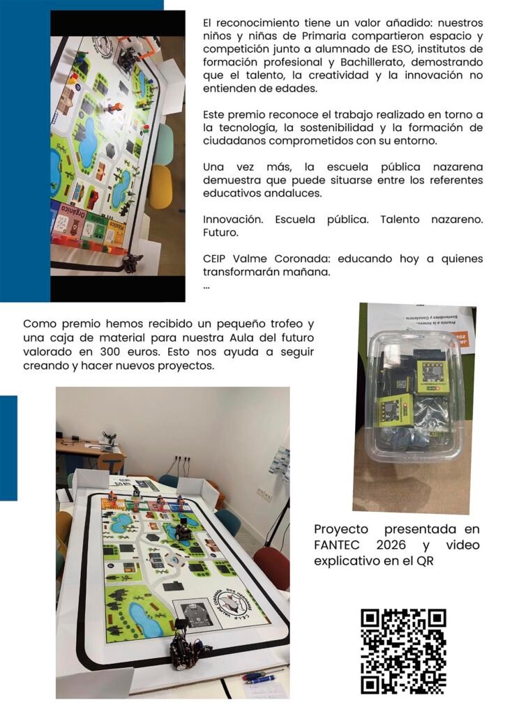 El CEIP Valme Coronada gana un premio en FANTEC 2026 con un proyecto sobre tecnología y sostenibilidad